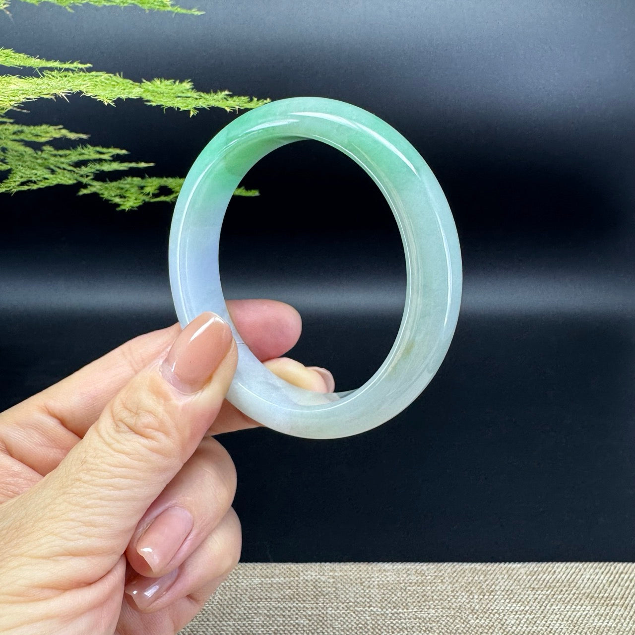 Genuine Burmese Lavender Green Jade Jadeite Bangle Bracelet ( 54.6mm )