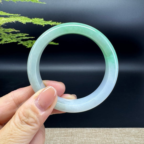 Genuine Burmese Lavender Green Jade Jadeite Bangle Bracelet ( 54.6mm )