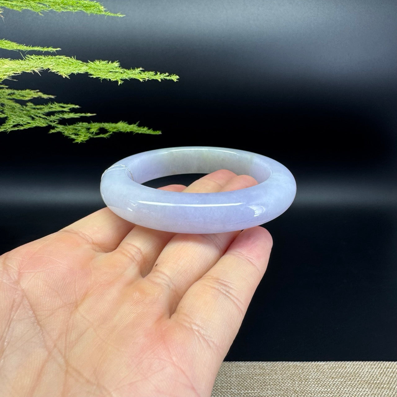 Genuine Burmese Lavender Green Jade Jadeite Bangle Bracelet (54mm)