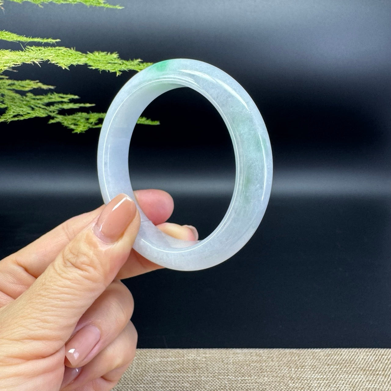 Genuine Burmese Icy Green Jade Jadeite Bangle Bracelet ( 54.3mm )