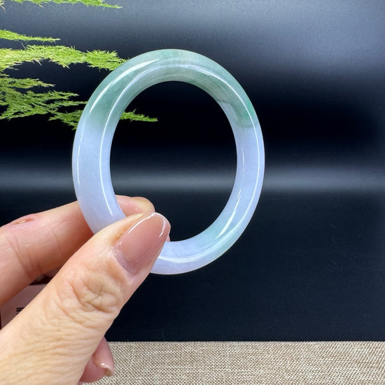 Genuine Burmese Lavender Green Jade Jadeite Bangle Bracelet ( 54.8mm )