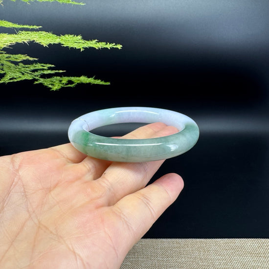 Genuine Burmese Lavender Green Jade Jadeite Bangle Bracelet ( 54.8mm )