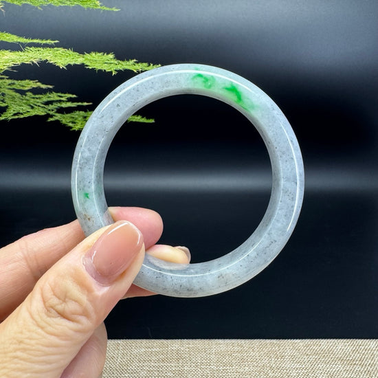 Genuine Burmese Icy black Green Jade Jadeite Bangle Bracelet ( 54.3mm )