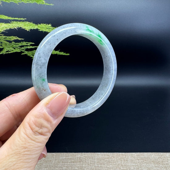 Genuine Burmese Icy black Green Jade Jadeite Bangle Bracelet ( 54.3mm )