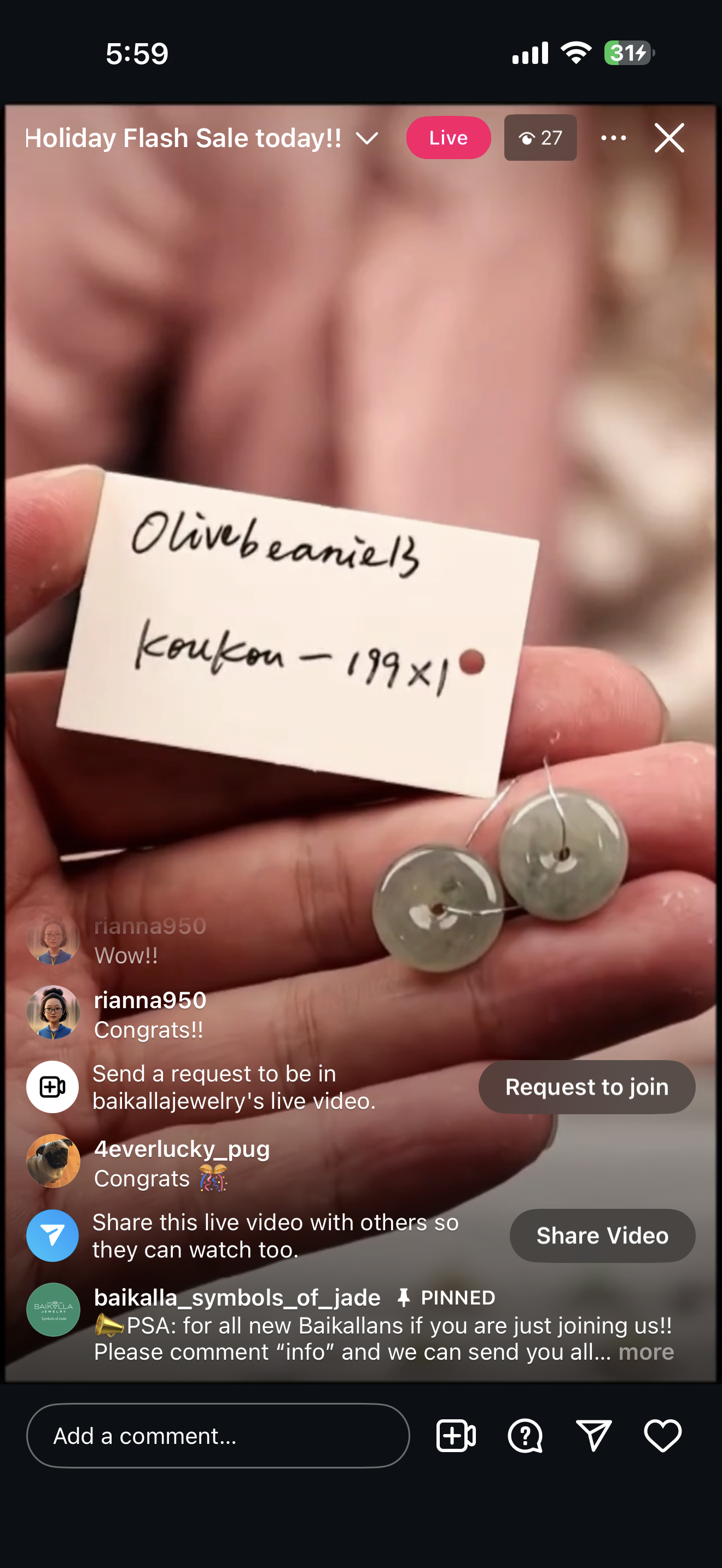 "Live" Baikalla Wuji Kou Kou Pair (11/08/25)