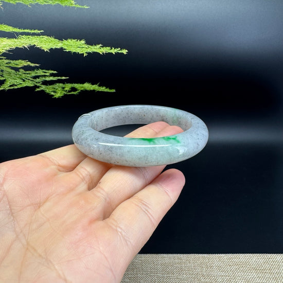 Genuine Burmese Icy black Green Jade Jadeite Bangle Bracelet ( 54.3mm )