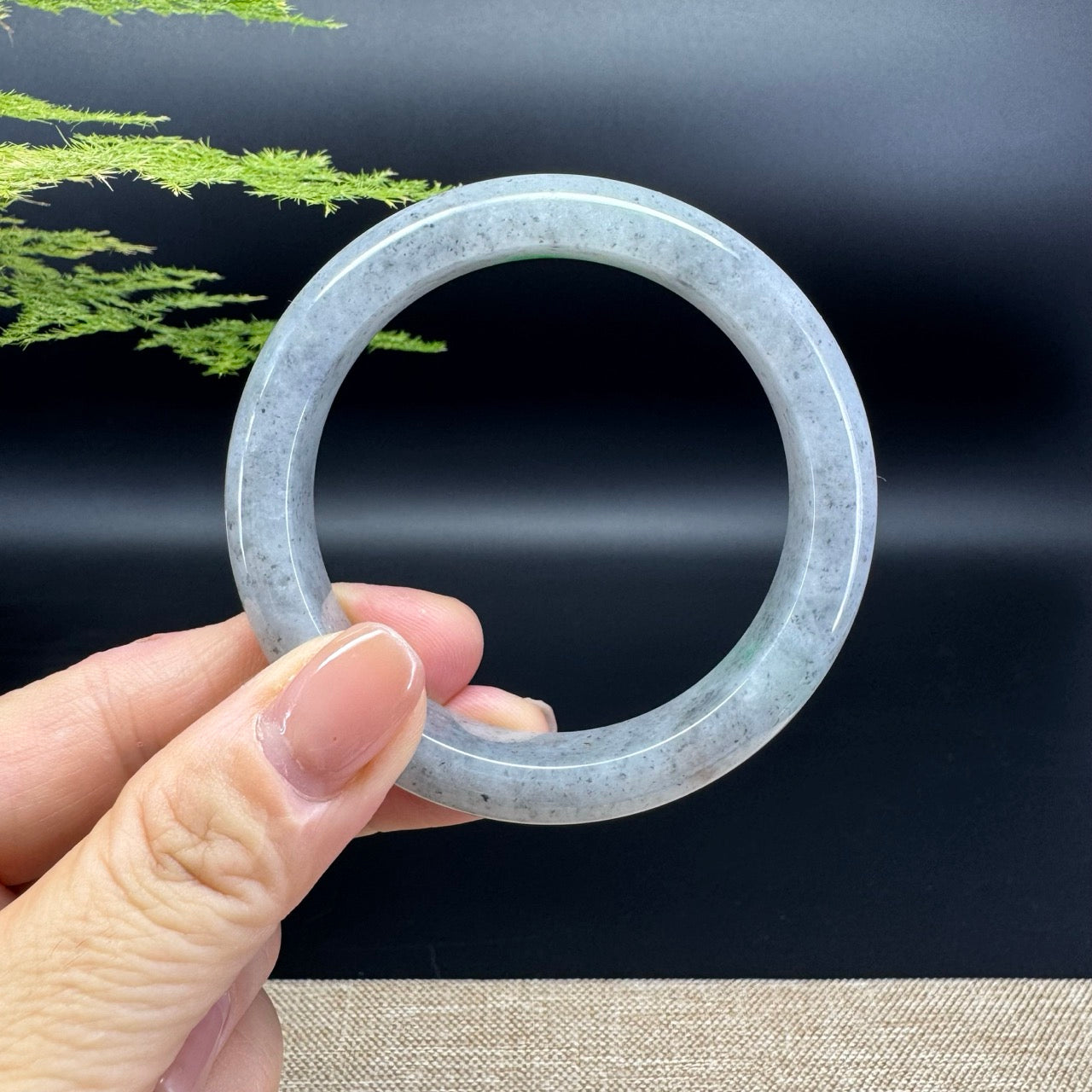 Genuine Burmese Icy black Green Jade Jadeite Bangle Bracelet ( 54.3mm )
