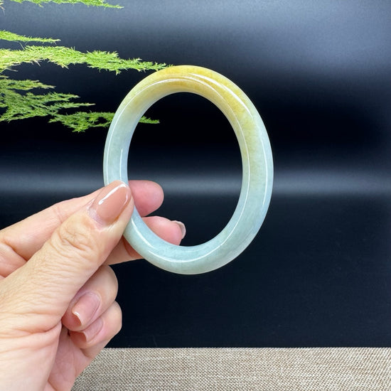 Genuine Burmese Yellow Green Jade Jadeite Bangle Bracelet ( 54.1mm )