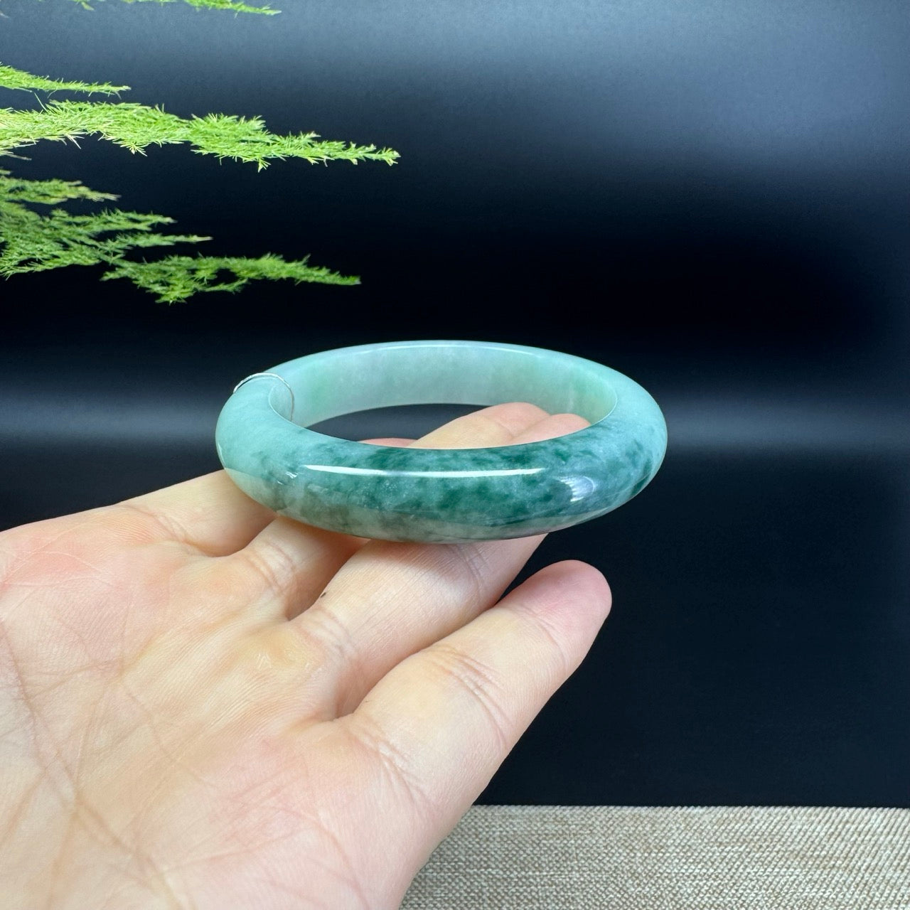 Genuine Burmese Blue Green Jade Jadeite Bangle Bracelet ( 55.1mm )