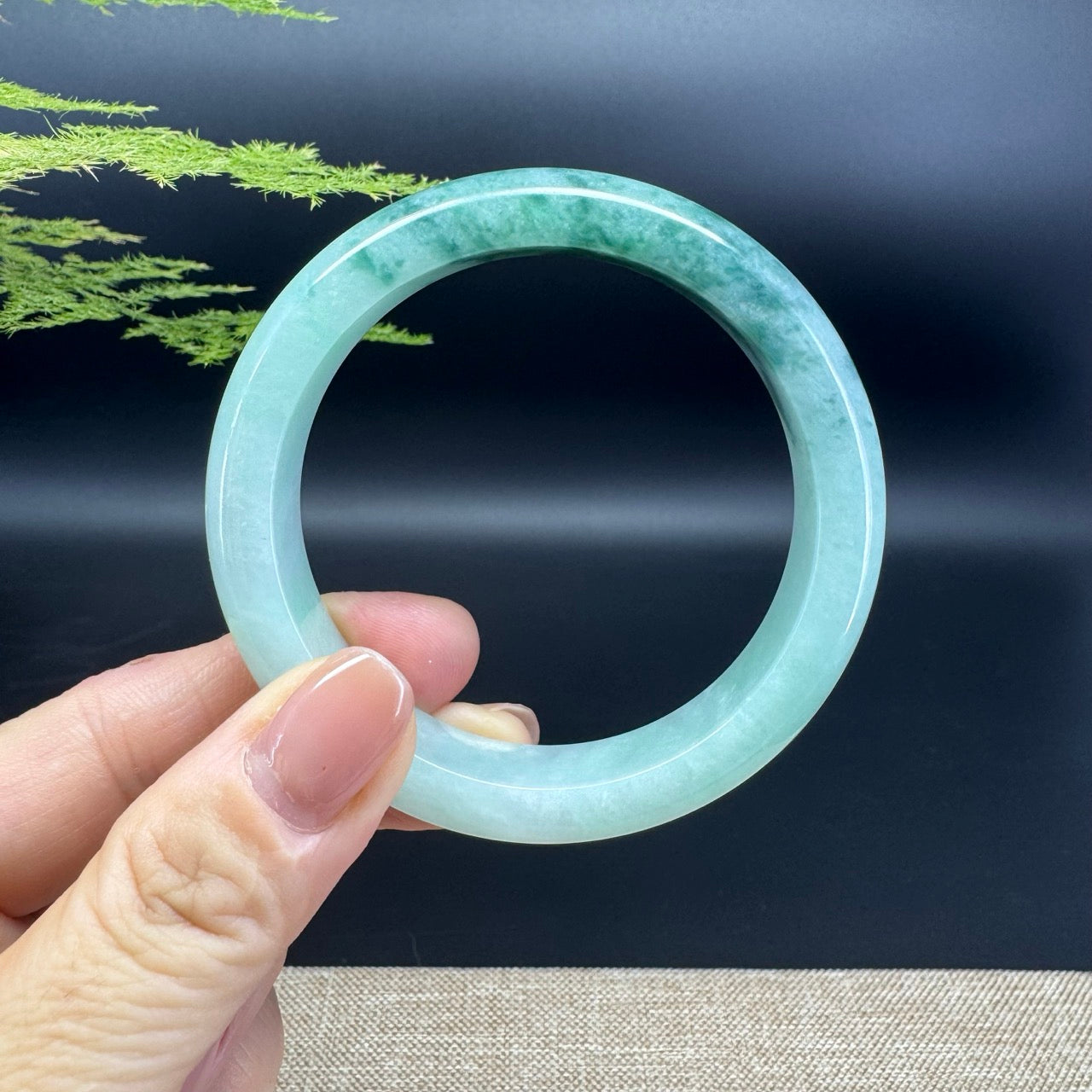 Genuine Burmese Blue Green Jade Jadeite Bangle Bracelet ( 55.1mm )