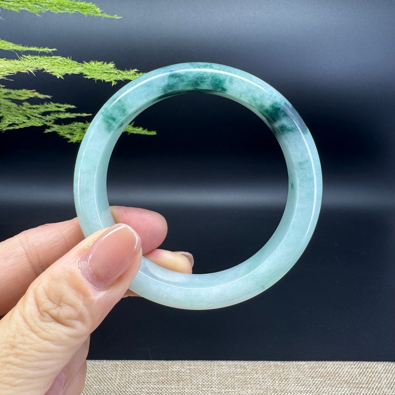 Genuine Burmese Green Jade Jadeite Bangle Bracelet (55.9mm)
