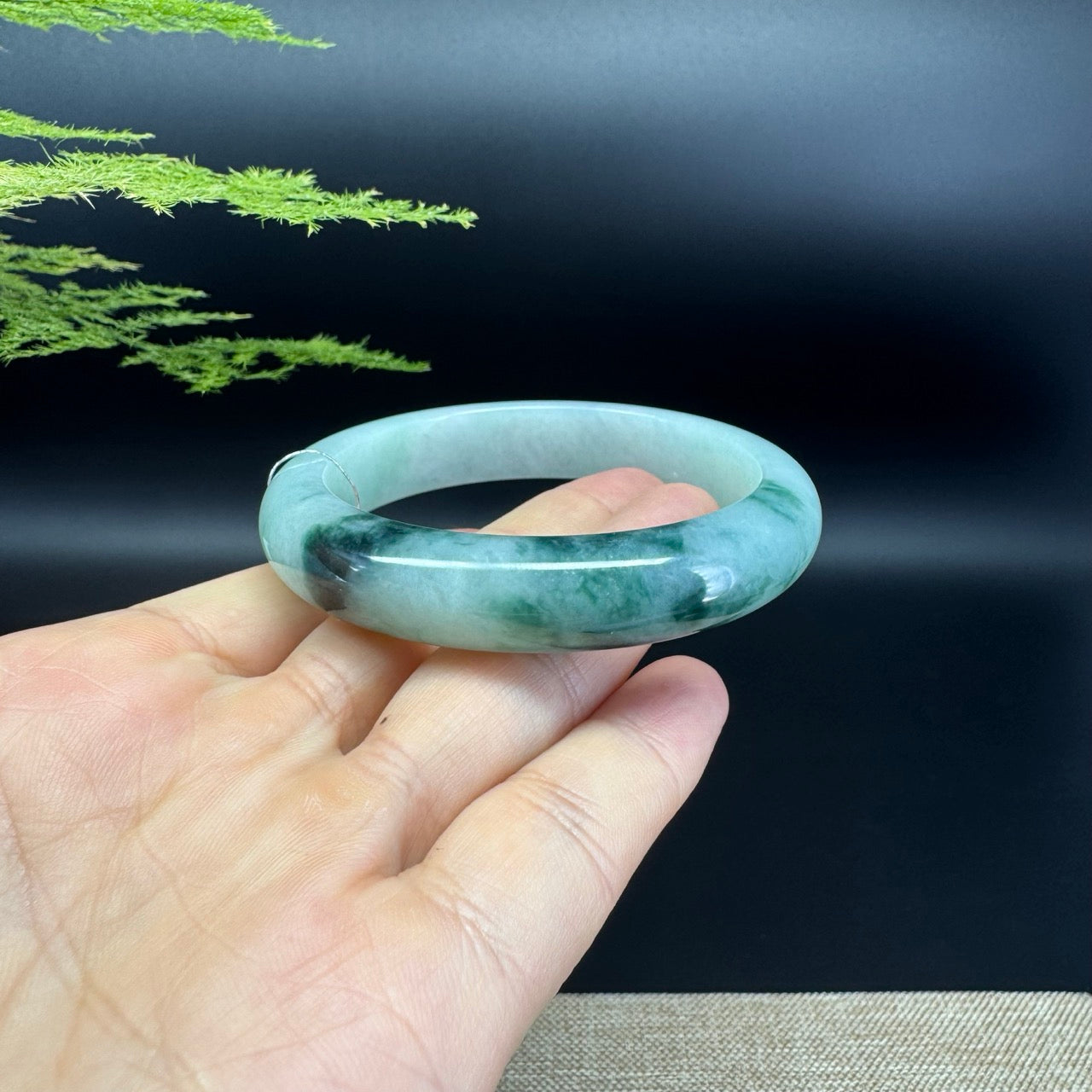 Genuine Burmese Green Jade Jadeite Bangle Bracelet (55.9mm)