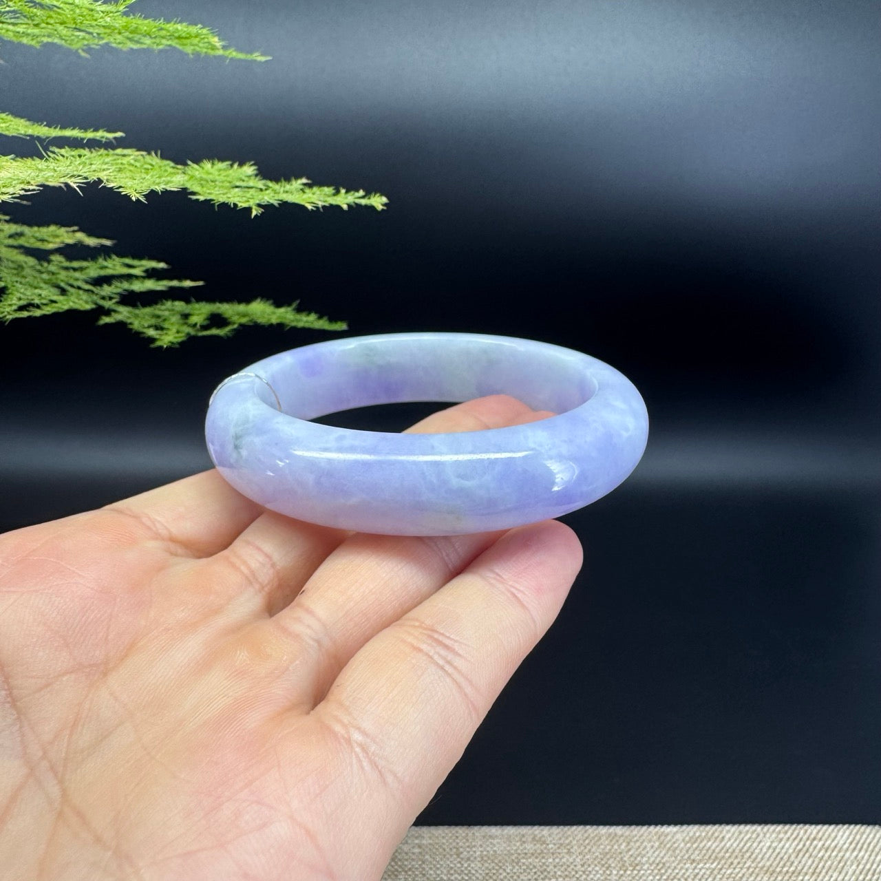Genuine Burmese Lavender Green Jade Jadeite Bangle Bracelet (55mm)