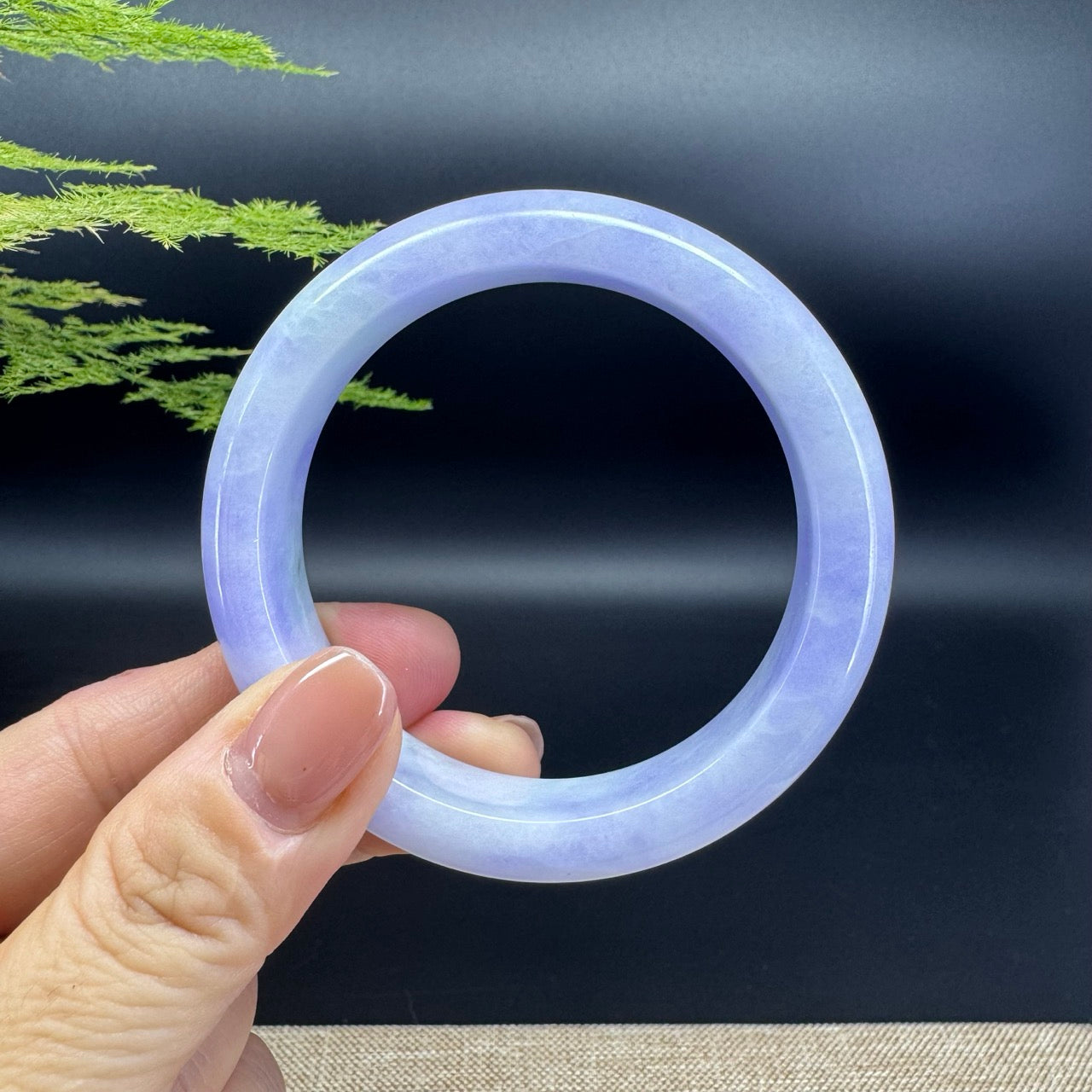 Genuine Burmese Lavender Green Jade Jadeite Bangle Bracelet (55mm)