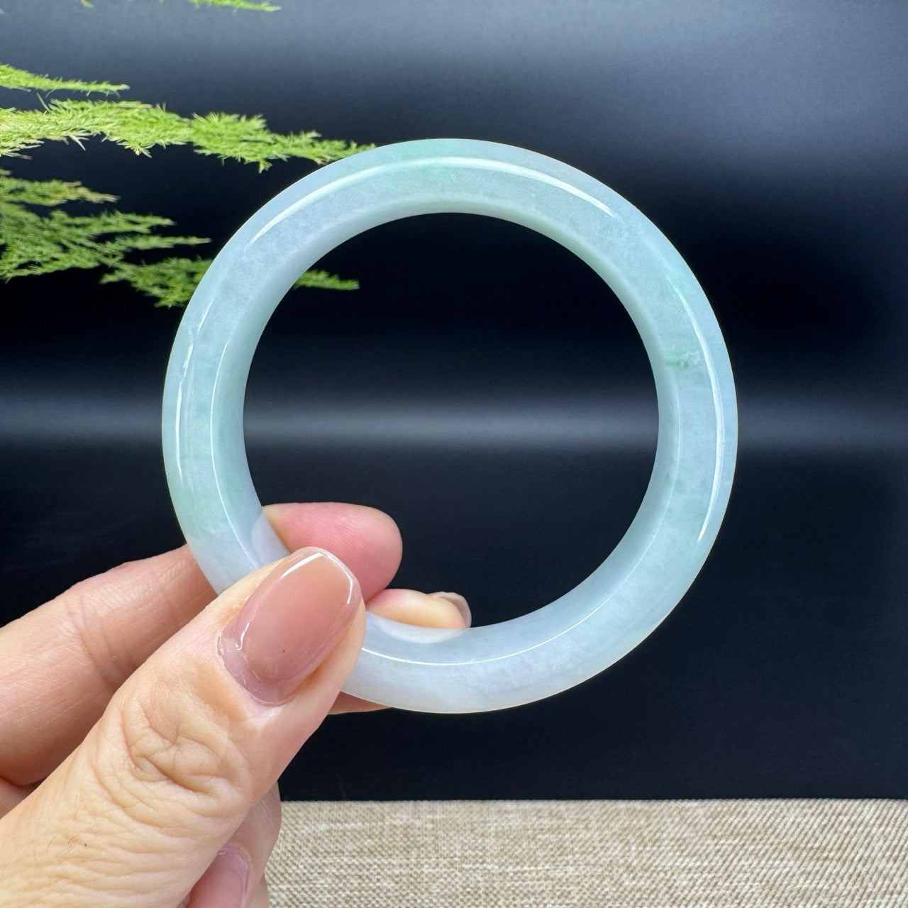 Genuine Burmese Icy Lavender Green Jade Jadeite Bangle Bracelet ( 55.4mm )