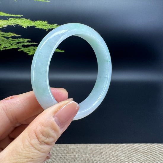 Genuine Burmese Icy Lavender Green Jade Jadeite Bangle Bracelet ( 55.4mm )