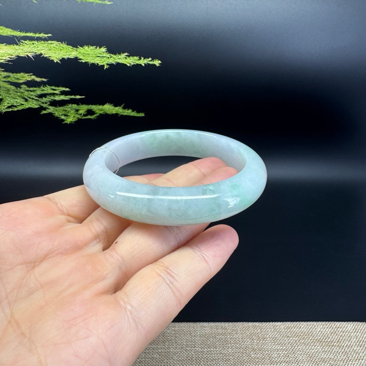 Genuine Burmese Icy Lavender Green Jade Jadeite Bangle Bracelet ( 55.4mm )