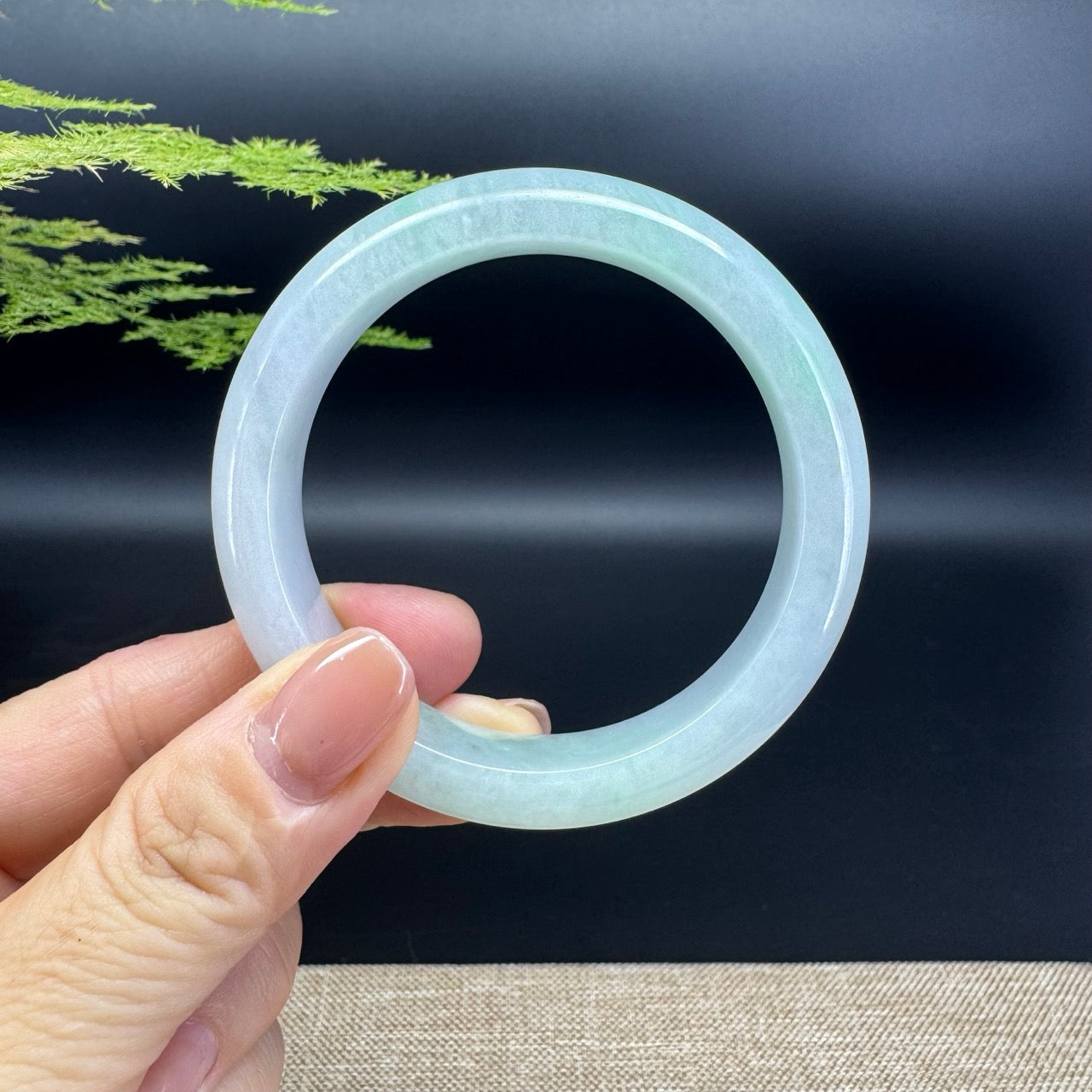 Genuine Burmese Icy Lavender Green Jade Jadeite Bangle Bracelet ( 55.4mm )