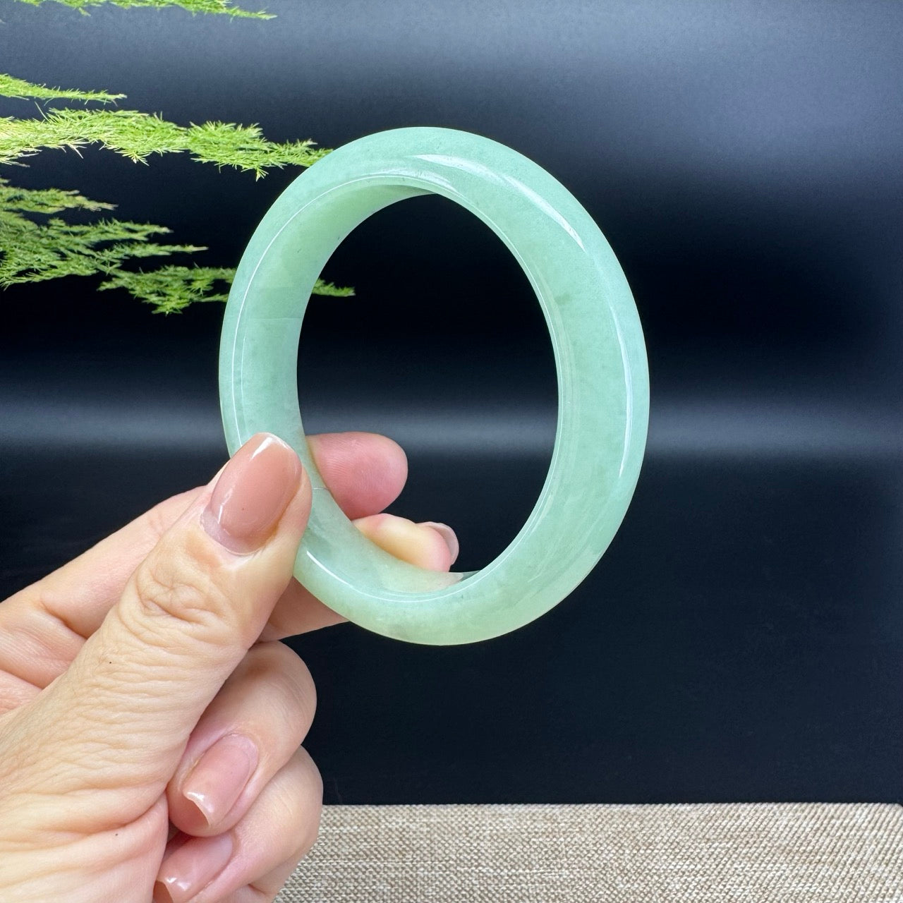 Genuine Burmese Green Jade Jadeite Bangle Bracelet (55.9mm)