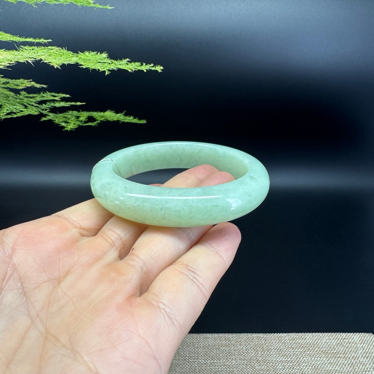 Genuine Burmese Green Jade Jadeite Bangle Bracelet (55.9mm)
