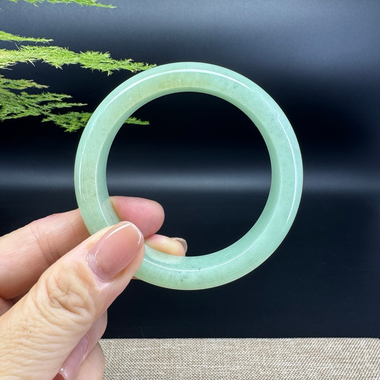 Genuine Burmese Green Jade Jadeite Bangle Bracelet (55.9mm)