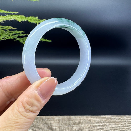 Genuine Burmese Icy Lavender Green Jade Jadeite Bangle Bracelet ( 55.4mm )