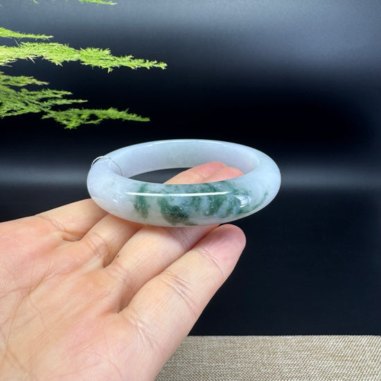 Genuine Burmese Icy Lavender Green Jade Jadeite Bangle Bracelet ( 55.4mm )