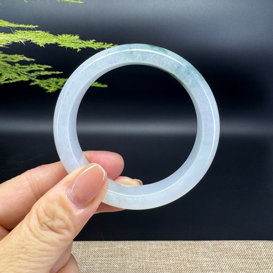 Genuine Burmese Icy Lavender Green Jade Jadeite Bangle Bracelet ( 55.4mm )