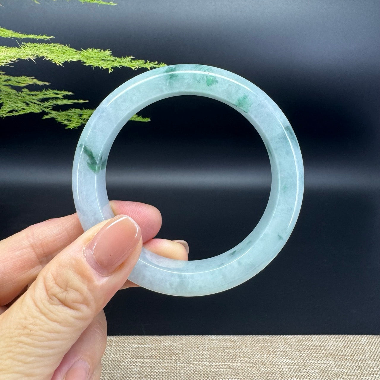 Genuine Burmese Icy Green Jade Jadeite Bangle Bracelet (55.4mm)