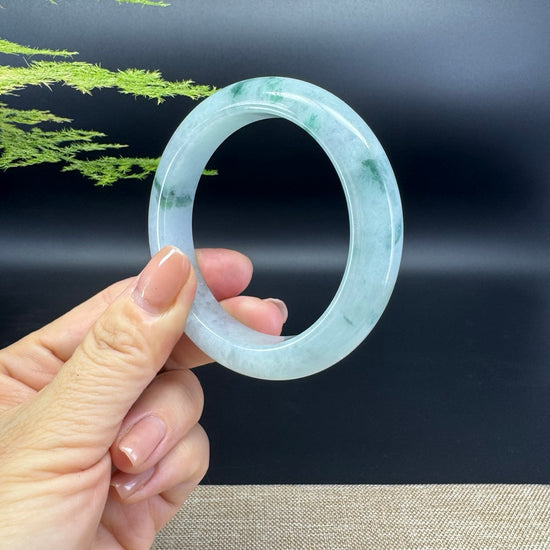 Genuine Burmese Icy Green Jade Jadeite Bangle Bracelet (55.4mm)