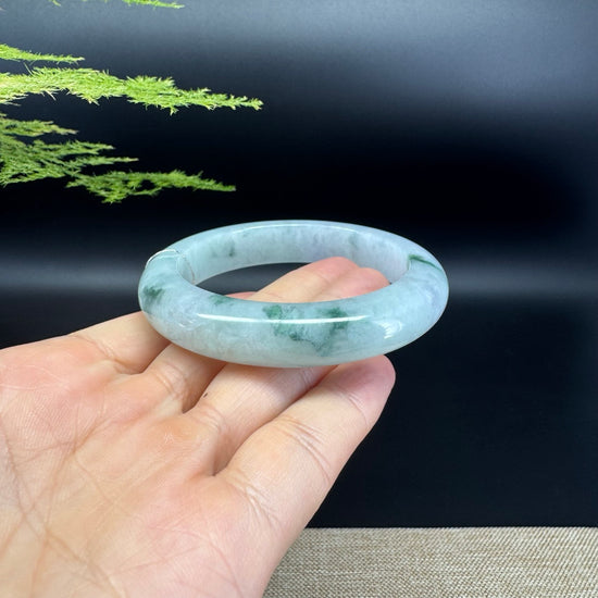 Genuine Burmese Icy Green Jade Jadeite Bangle Bracelet (55.4mm)