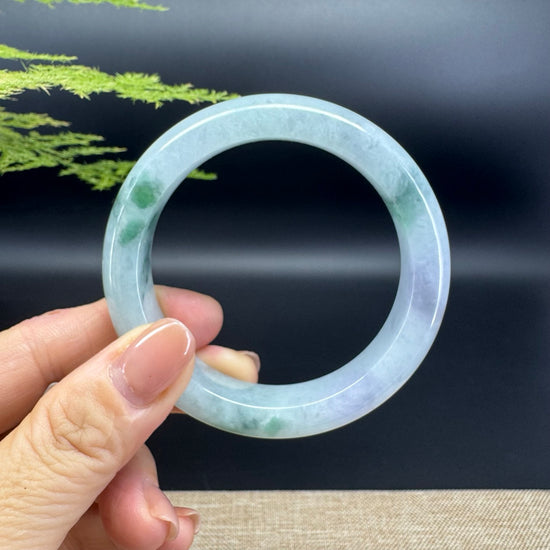 Genuine Burmese Icy Green Lavender Jade Jadeite Bangle Bracelet ( 55.7mm )