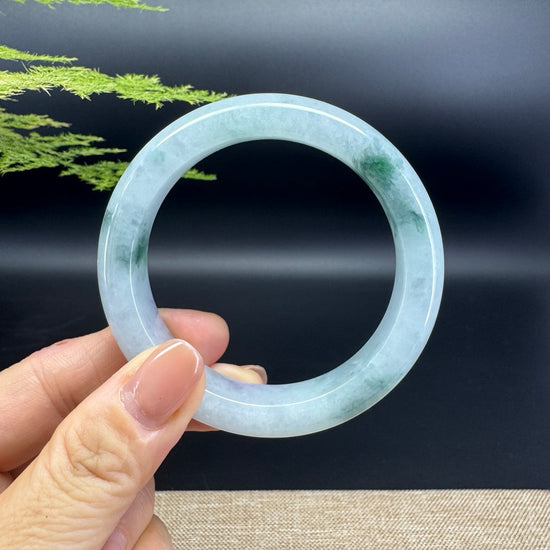 Genuine Burmese Icy Green Lavender Jade Jadeite Bangle Bracelet ( 55.7mm )