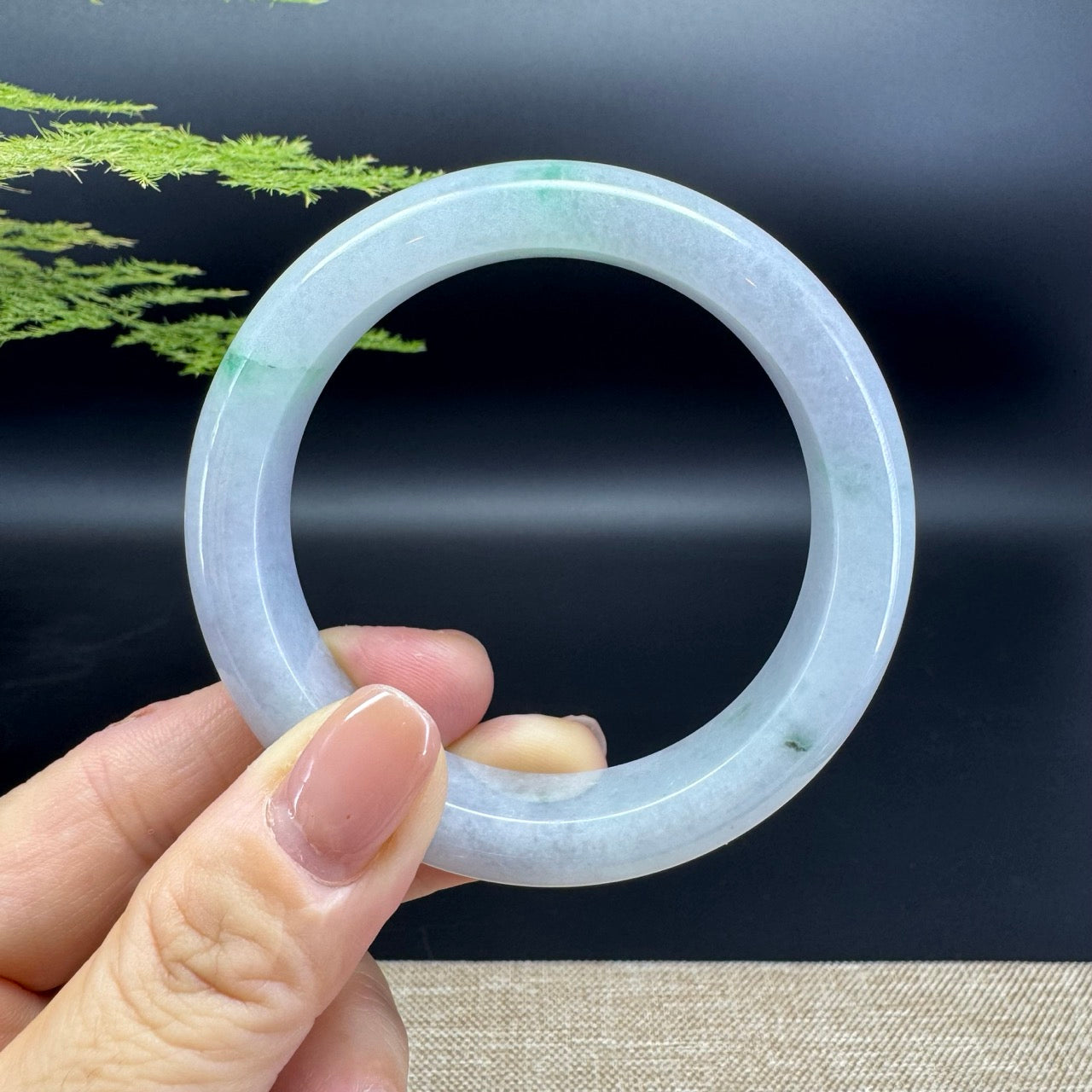 Genuine Burmese Green Jadeite Jade Bangle Bracelet ( 55.4mm )
