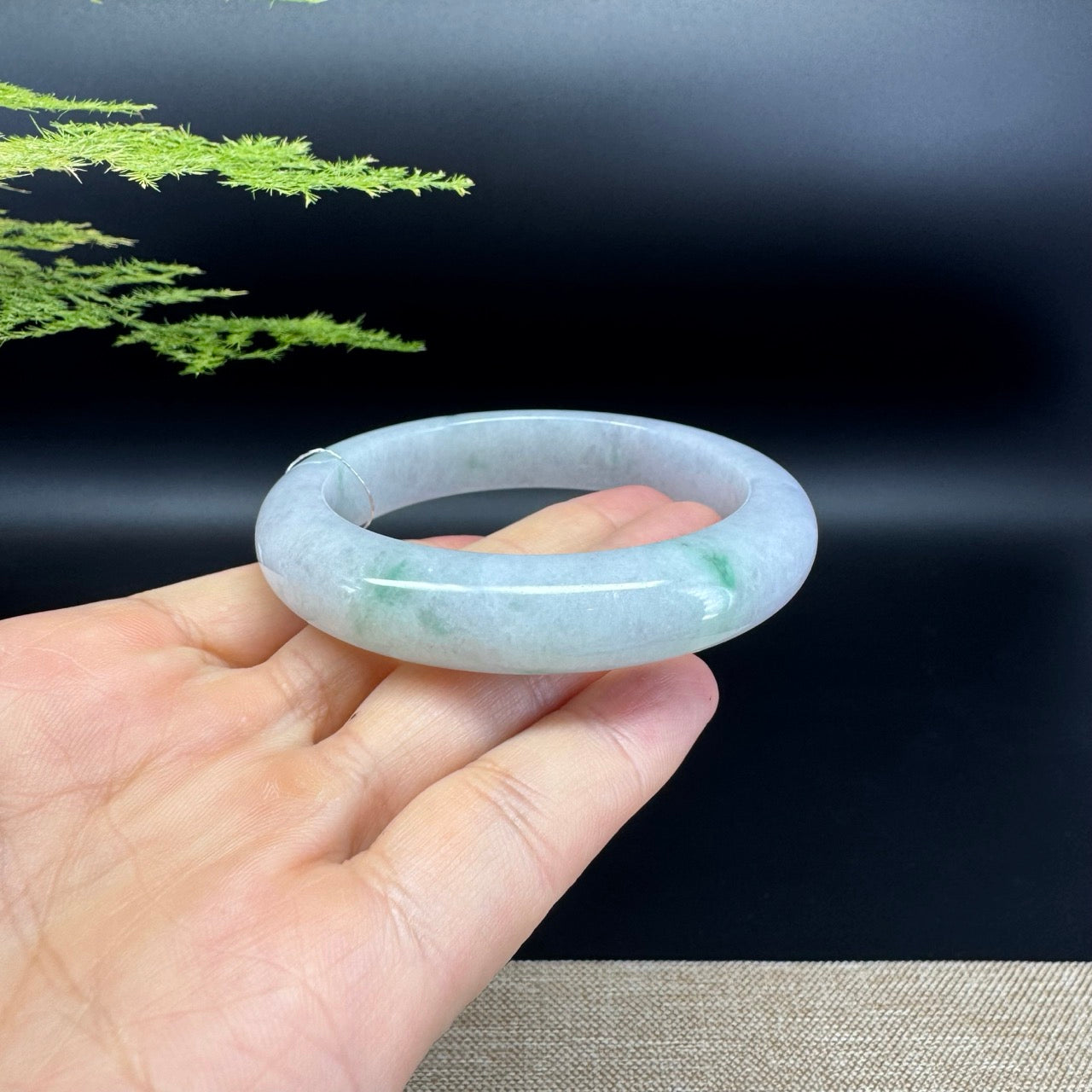 Genuine Burmese Green Jadeite Jade Bangle Bracelet ( 55.4mm )