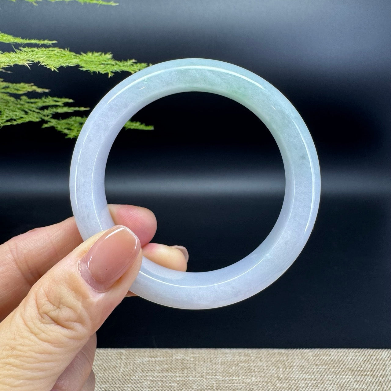 Genuine Burmese Lavender Green Jadeite Jade Bangle Bracelet ( 55.4mm )