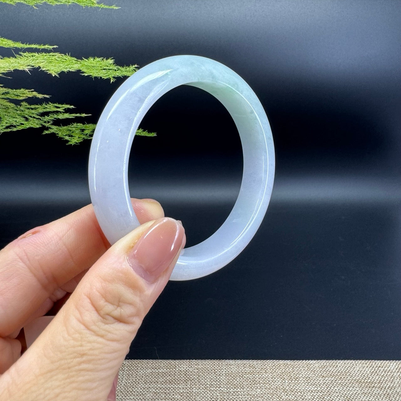 Genuine Burmese Lavender Green Jadeite Jade Bangle Bracelet ( 55.4mm )