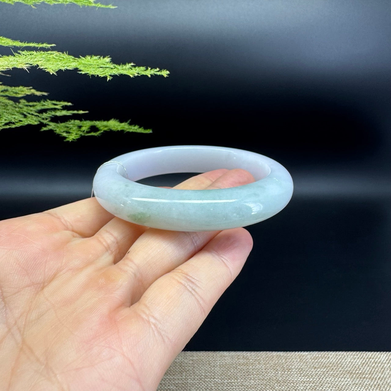 Genuine Burmese Lavender Green Jadeite Jade Bangle Bracelet ( 55.4mm )