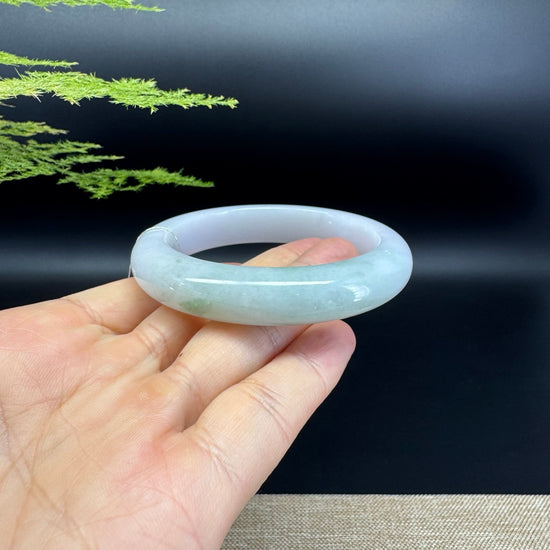 Genuine Burmese Lavender Green Jadeite Jade Bangle Bracelet ( 55.4mm )