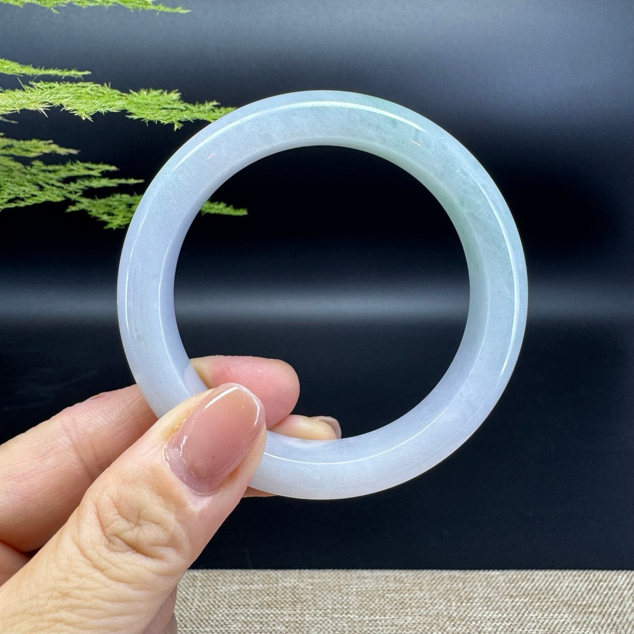 Genuine Burmese Lavender Green Jadeite Jade Bangle Bracelet ( 55.4mm )