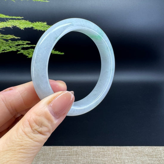 Genuine Burmese Icy Green Jadeite Jade Bangle Bracelet ( 55.6mm )