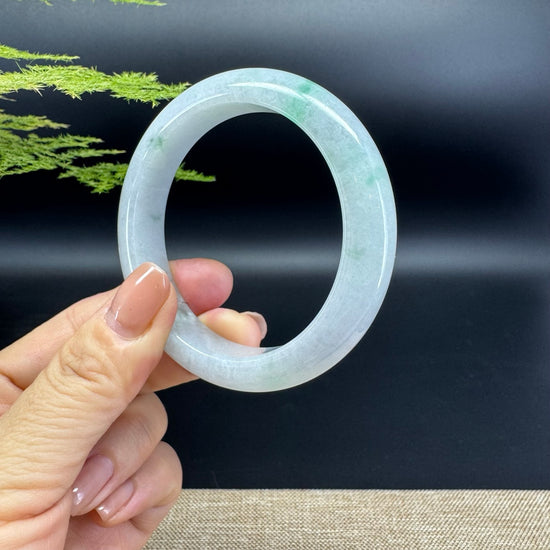 Genuine Burmese Icy Green Jadeite Jade Bangle Bracelet ( 55.6mm )
