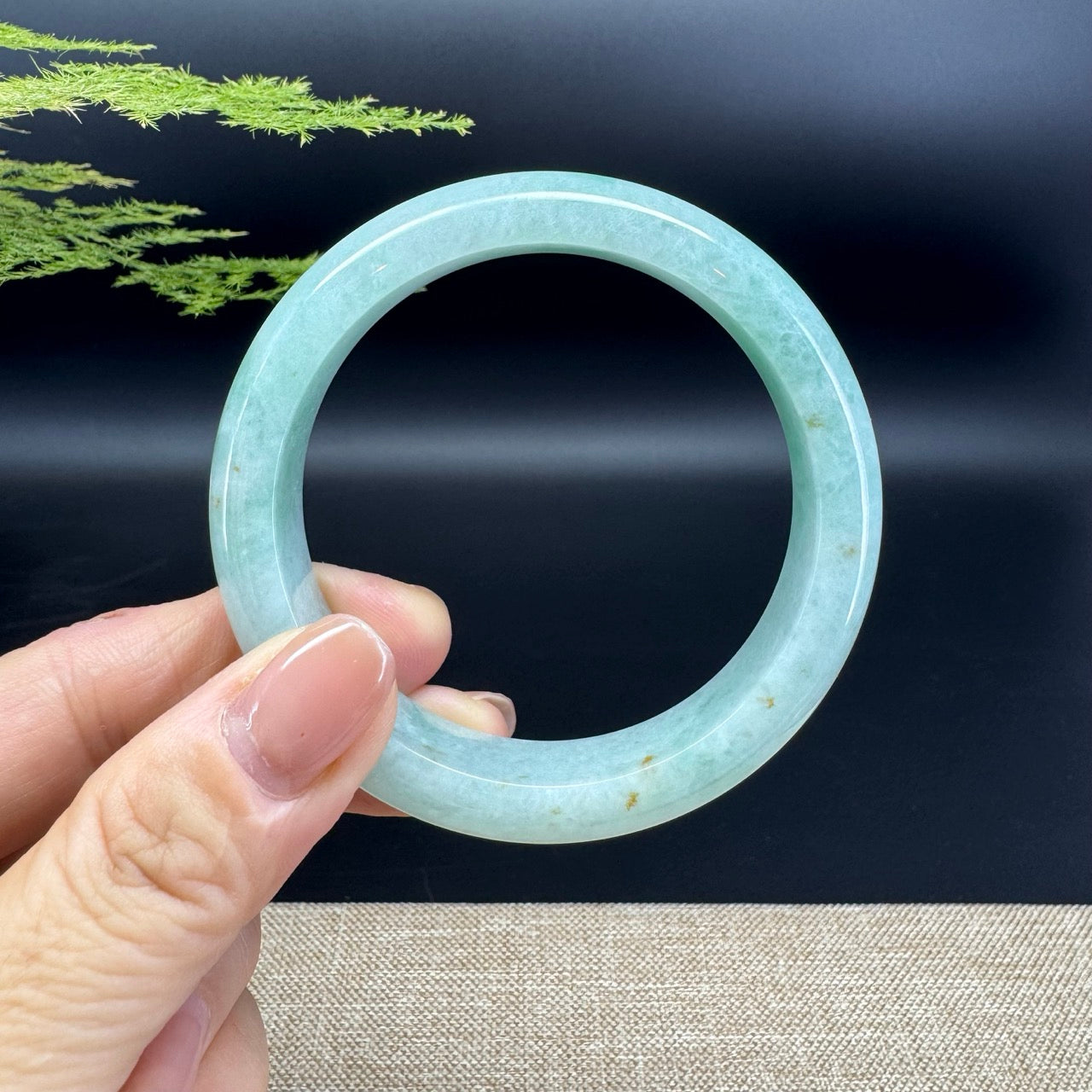 Genuine Burmese Apple  Green Jade Jadeite Bangle Bracelet ( 55.8mm )