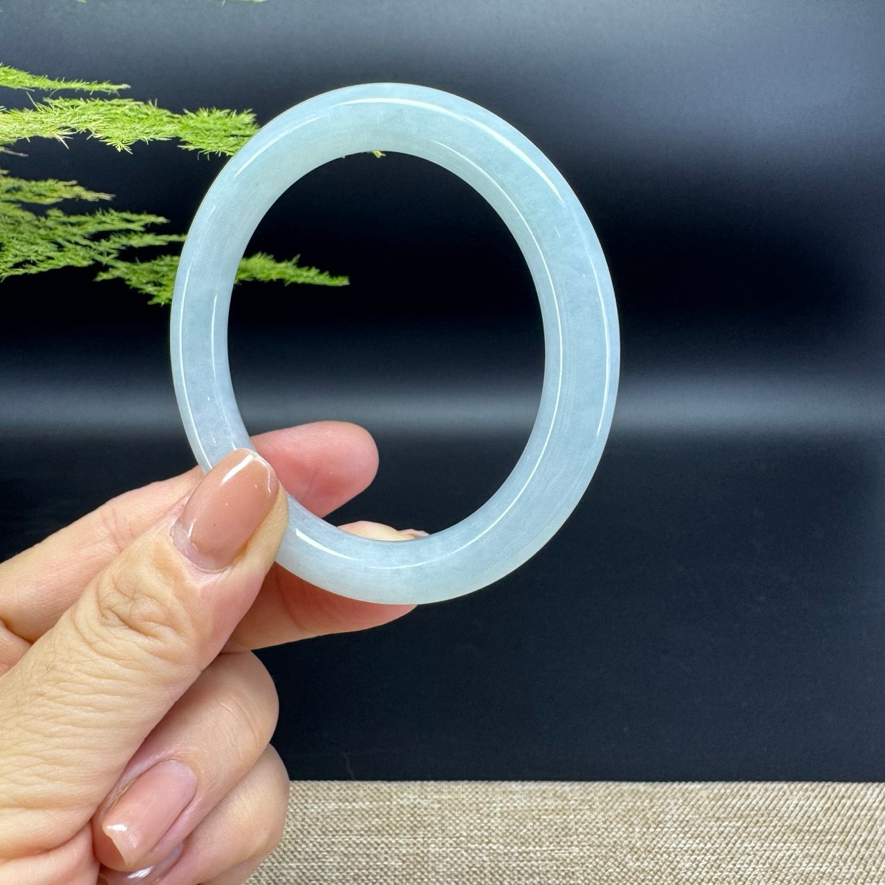 Genuine Burmese Icy Green Jadeite Jade Bangle Bracelet ( 55.7mm )