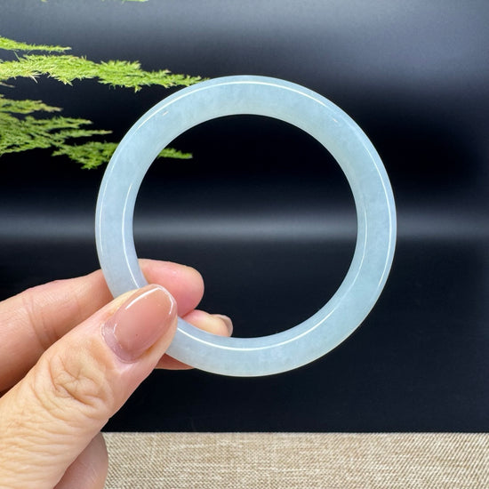 Genuine Burmese Icy Green Jadeite Jade Bangle Bracelet ( 55.7mm )