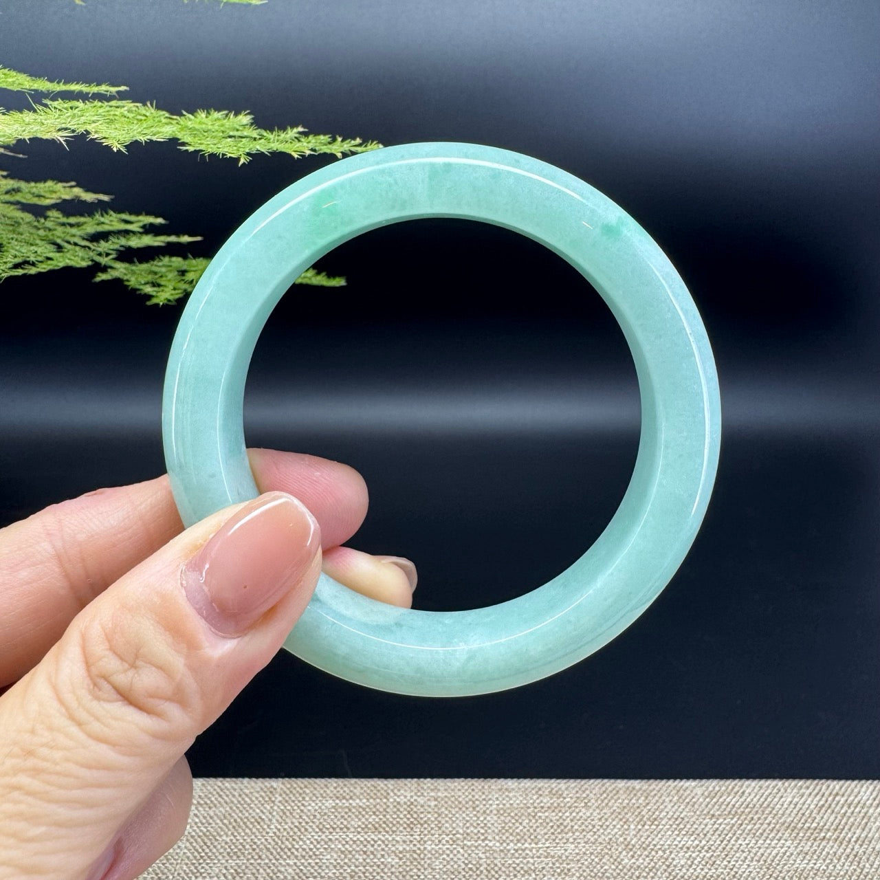 Genuine Burmese Apple Green Jade Jadeite Bangle Bracelet ( 55.3mm )