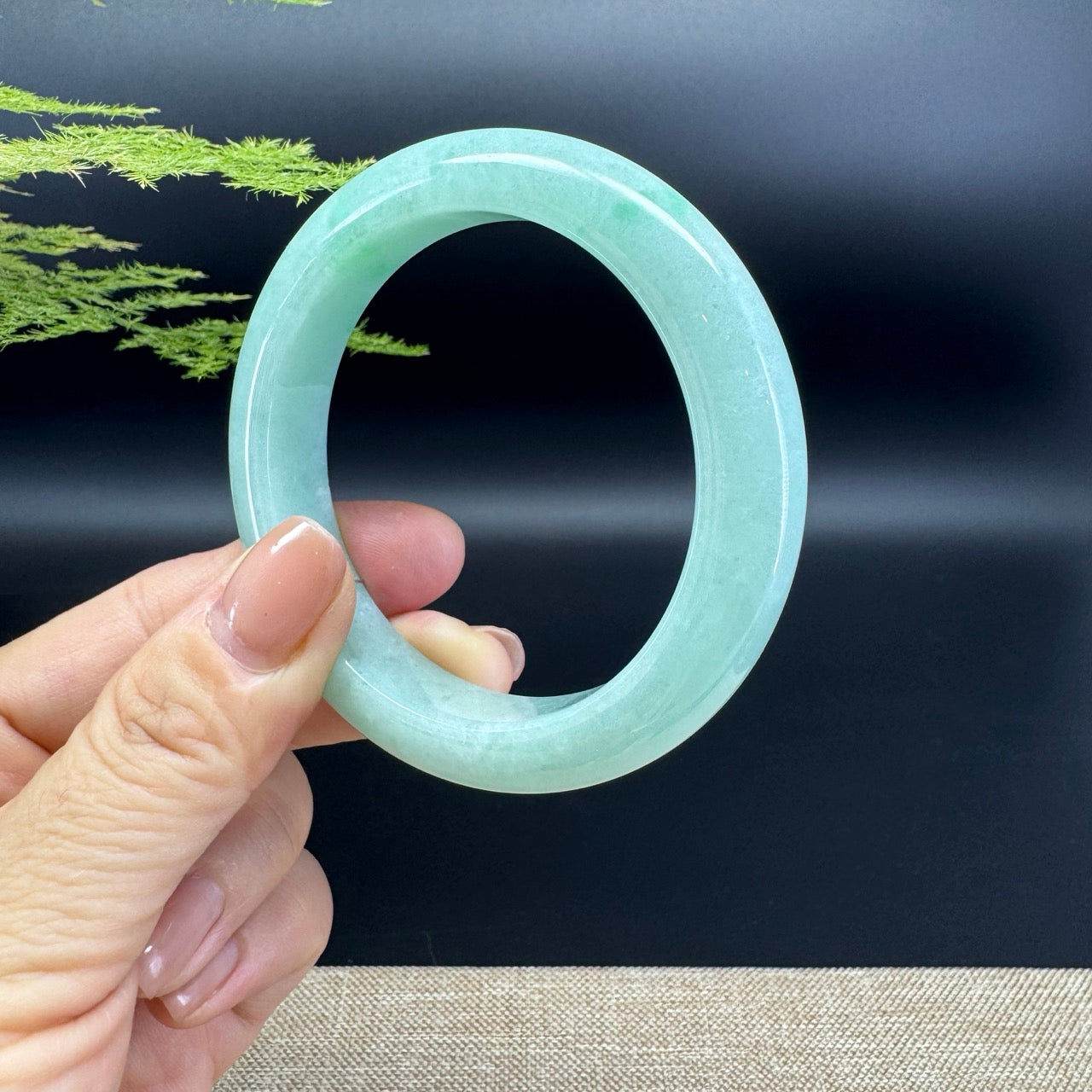 Genuine Burmese Apple Green Jade Jadeite Bangle Bracelet ( 55.3mm )