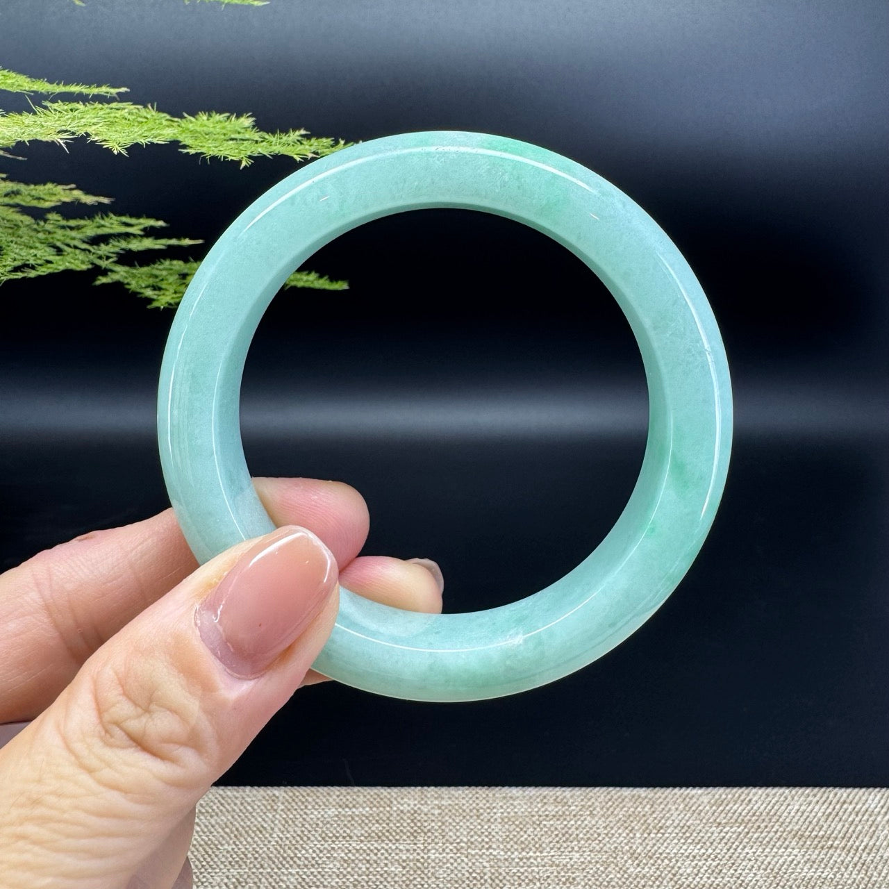 Genuine Burmese Apple Green Jade Jadeite Bangle Bracelet ( 55.3mm )