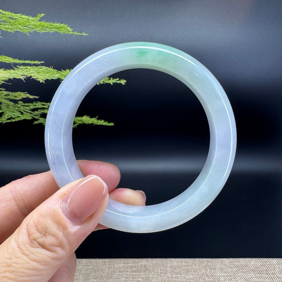 Genuine Burmese Lavender Green Jadeite Jade Bangle Bracelet ( 55.3mm )