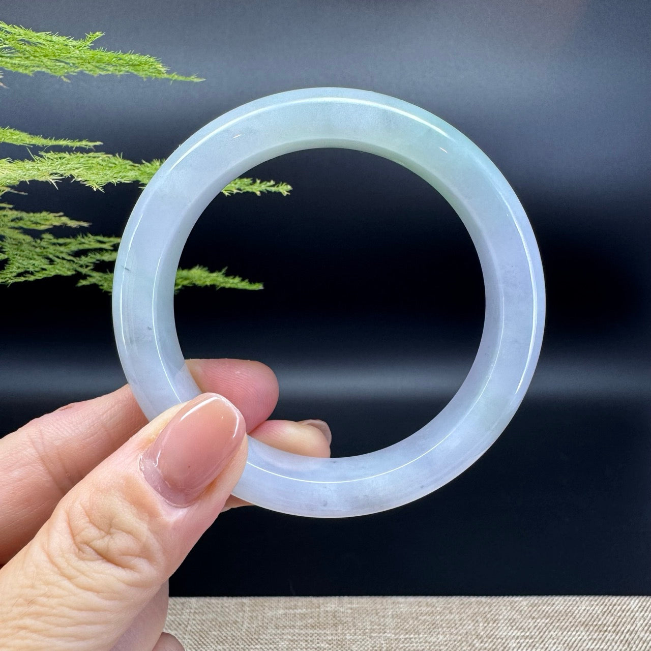 Genuine Burmese Lavender Green Jadeite Jade Bangle Bracelet ( 55.3mm )